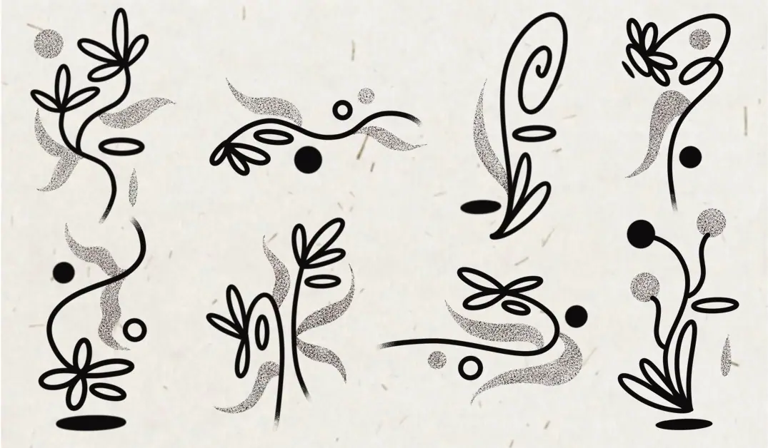 sese abstract botanical line sketches